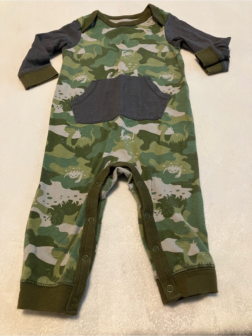 Camo Green Baby One-Piece Dino Romper